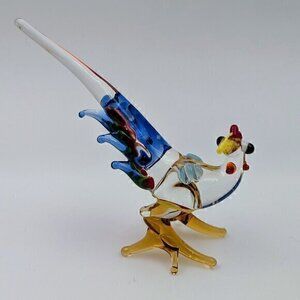 Colorful Vintage Hand Blown Murano Inspired Art Glass Pheasant / Bird